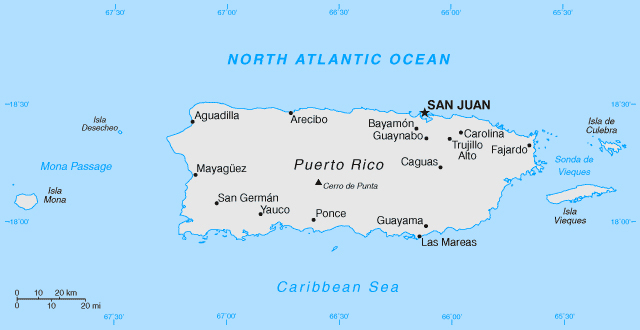 Map of Puerto Rico. Puerto Rico map.