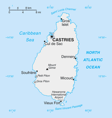 Map of Saint Lucia. Saint Lucia map.