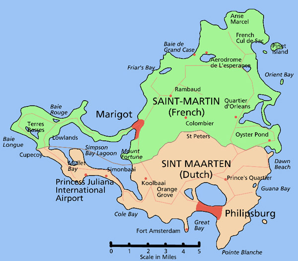 Large detailed administrative map of Saint Martin.