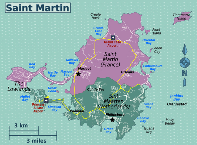 Political map of St. Maarten. St. Maarten political map.