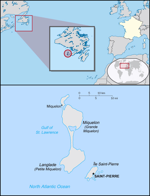 Detailed political map of Saint-Pierre and Miquelon.