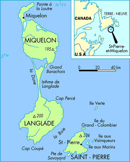 Large detailed political map of Saint-Pierre and Miquelon.