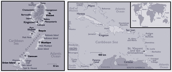 Detailed political map of Saint Vincent and the Grenadines.