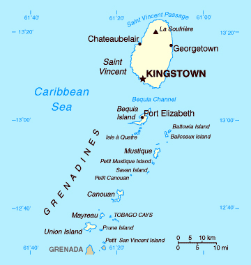 Map of Saint Vincent and the Grenadines. Saint Vincent and the Grenadines map.