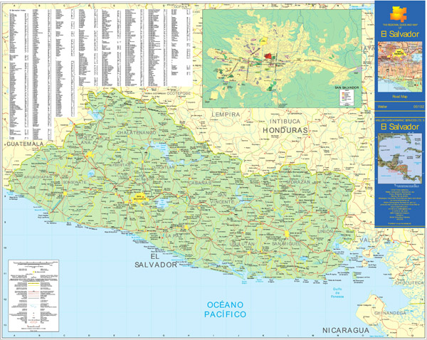 Large detailed road map of El Salvador. El Salvador large detailed road map.