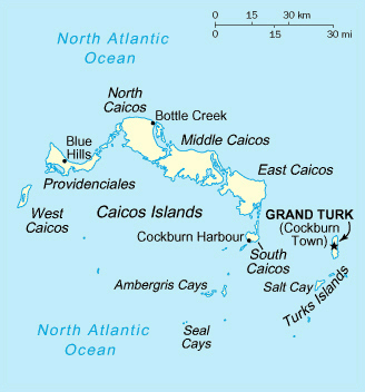 Map of Turks and Caicos Islands. Turks and Caicos Islands map.