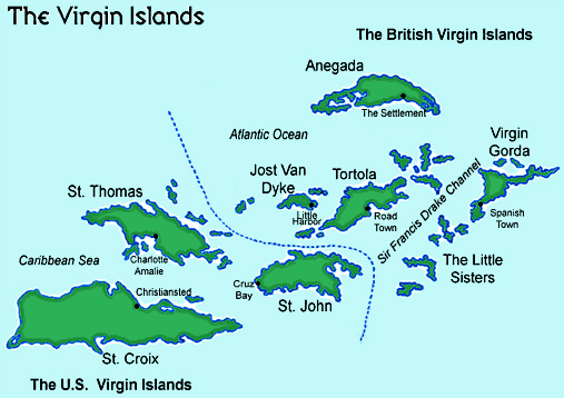 Administrative map of U.S. Virgin Islands. U.S. Virgin Islands administrative map.