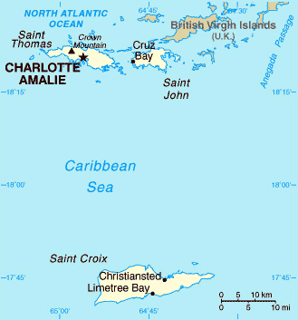 Political map of U.S. Virgin Islands. U.S. Virgin Islands political map.