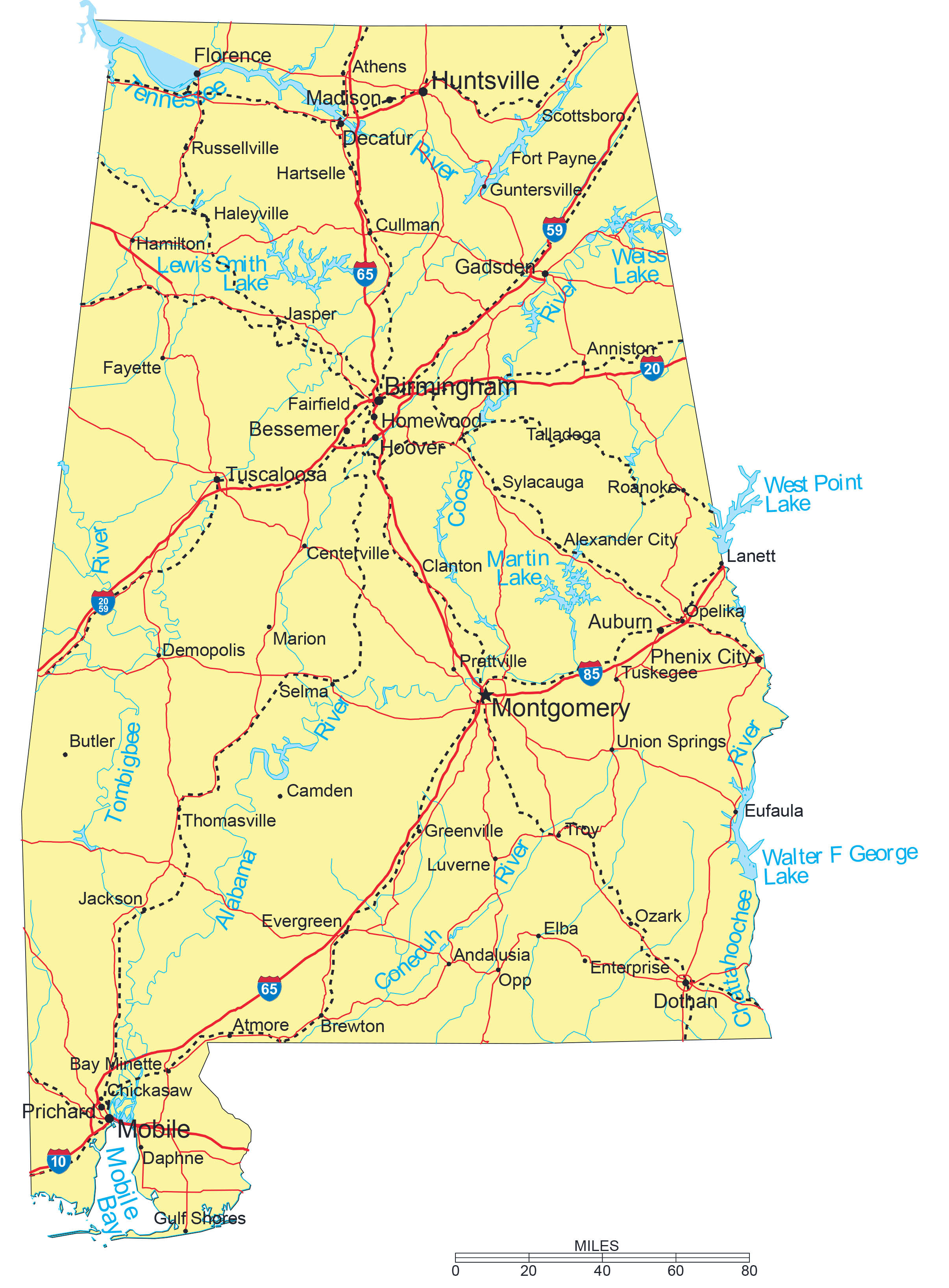 Map Alabama Cities