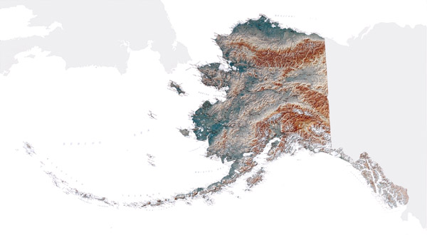 Large detailed topographical map of Alaska state.