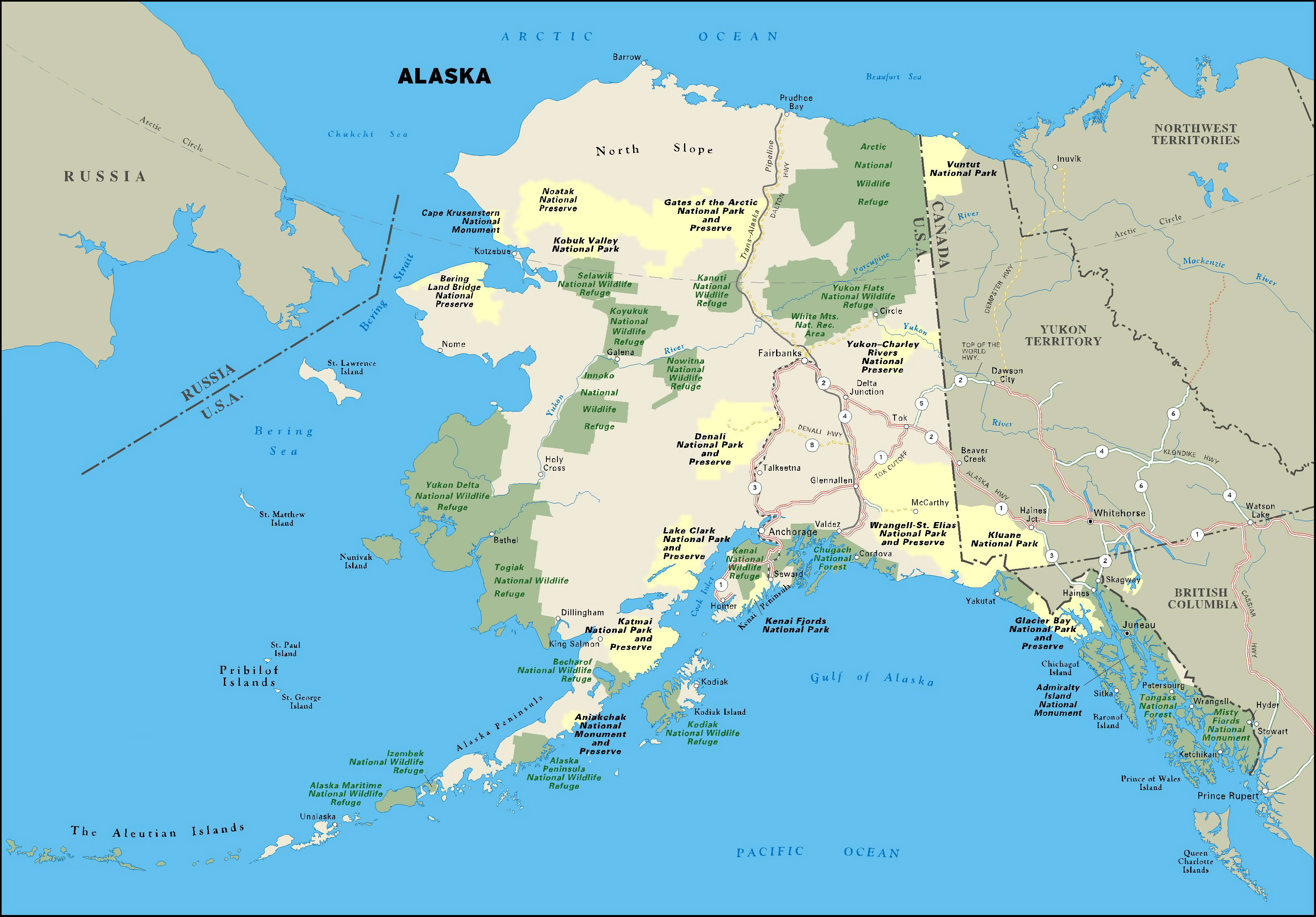 Large National Parks Map Of Alaska State Alaska State Large
