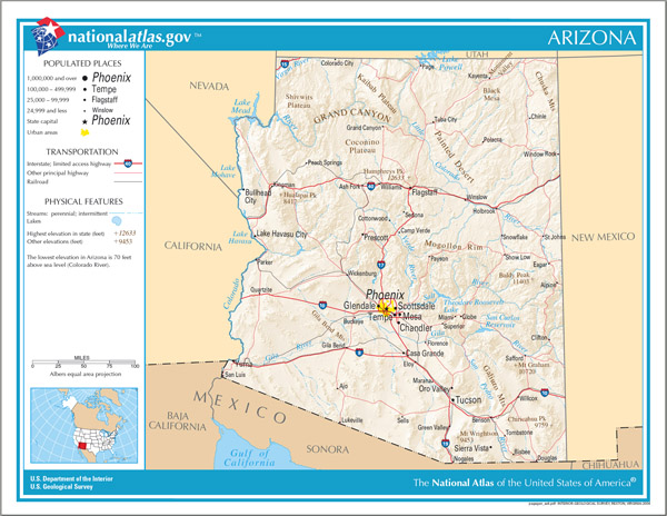 Large detailed map of Arizona state.