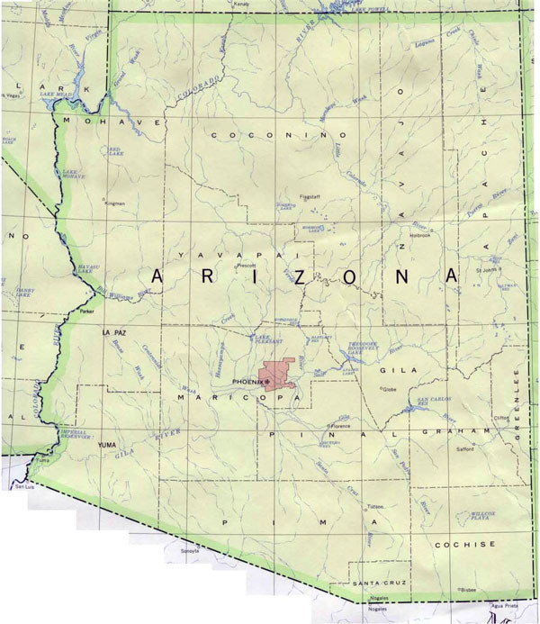 Map of Arizona. Arizona map.