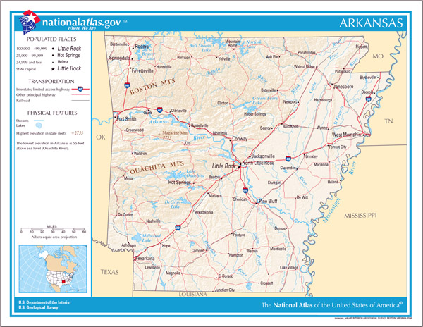 Large detailed map of Arkansas state.