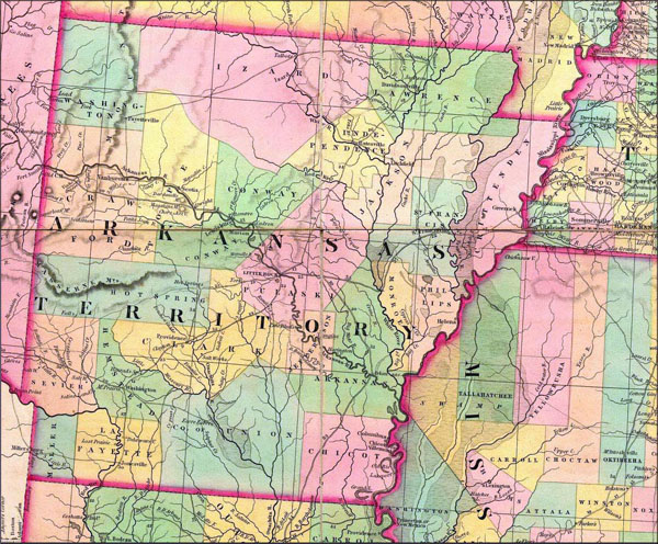 Old map of Arkansas state - 1832.