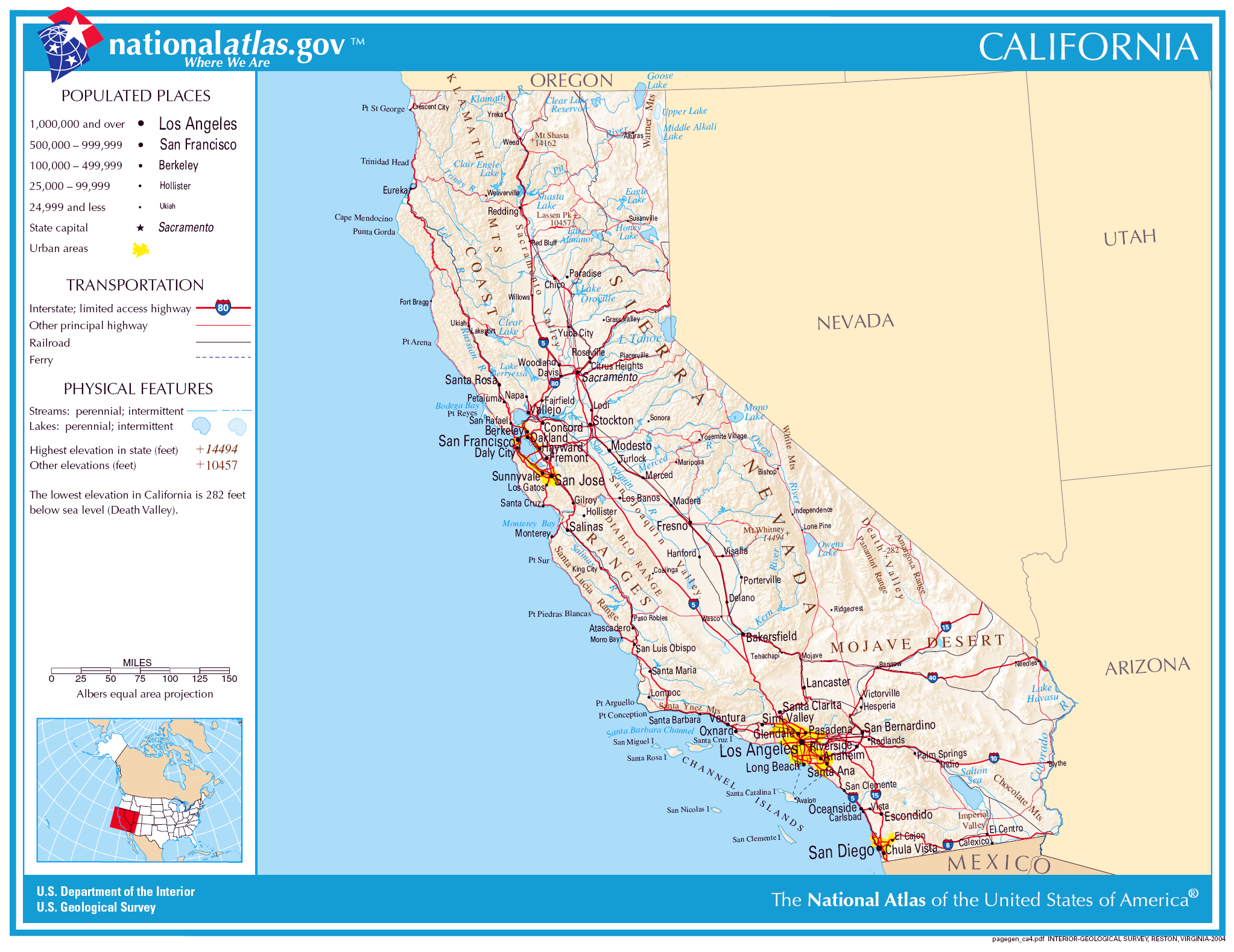 Large Detailed Map Of California State California State Large Detailed