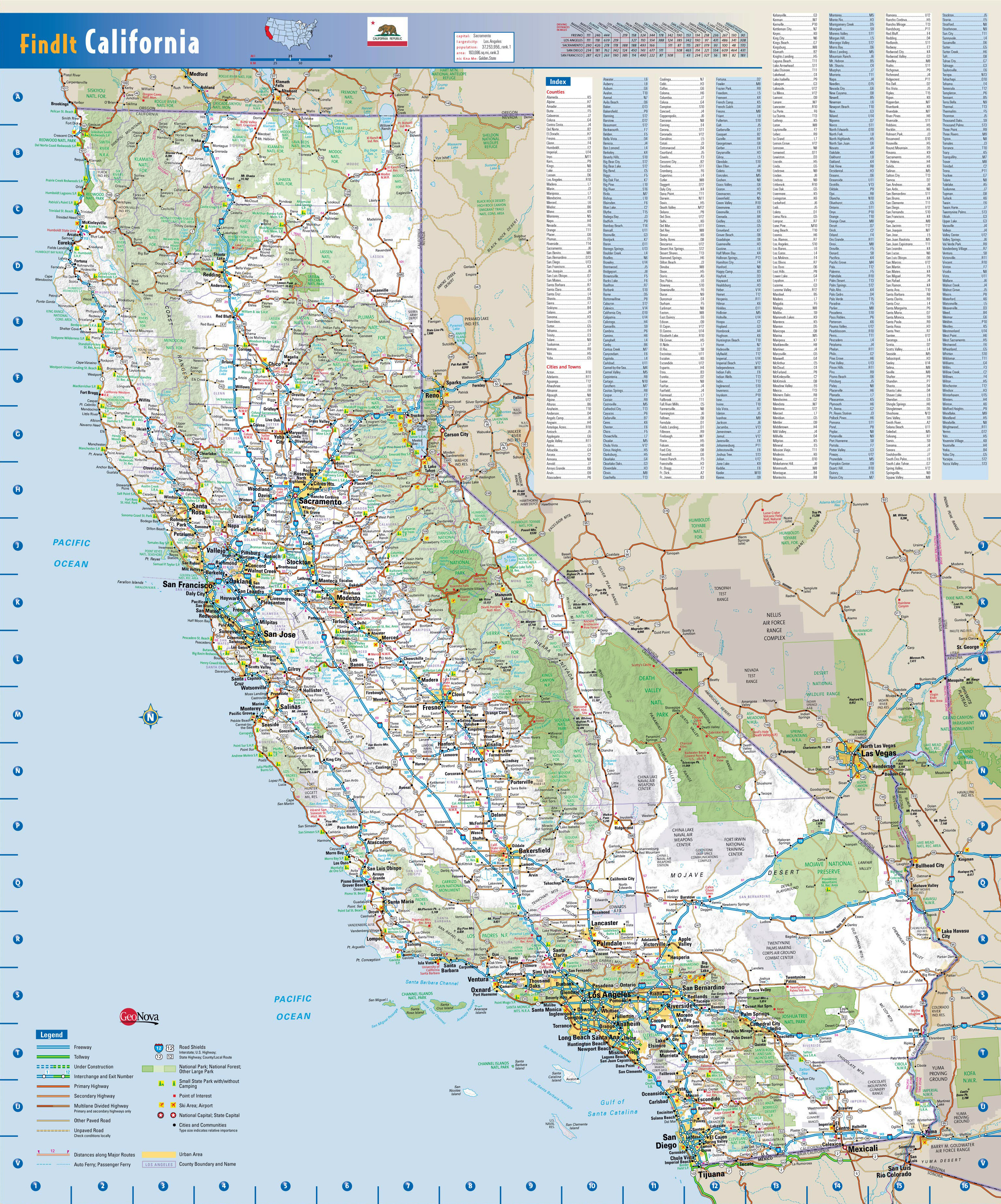 Printable Road Map Of California printable-road-map-of-california