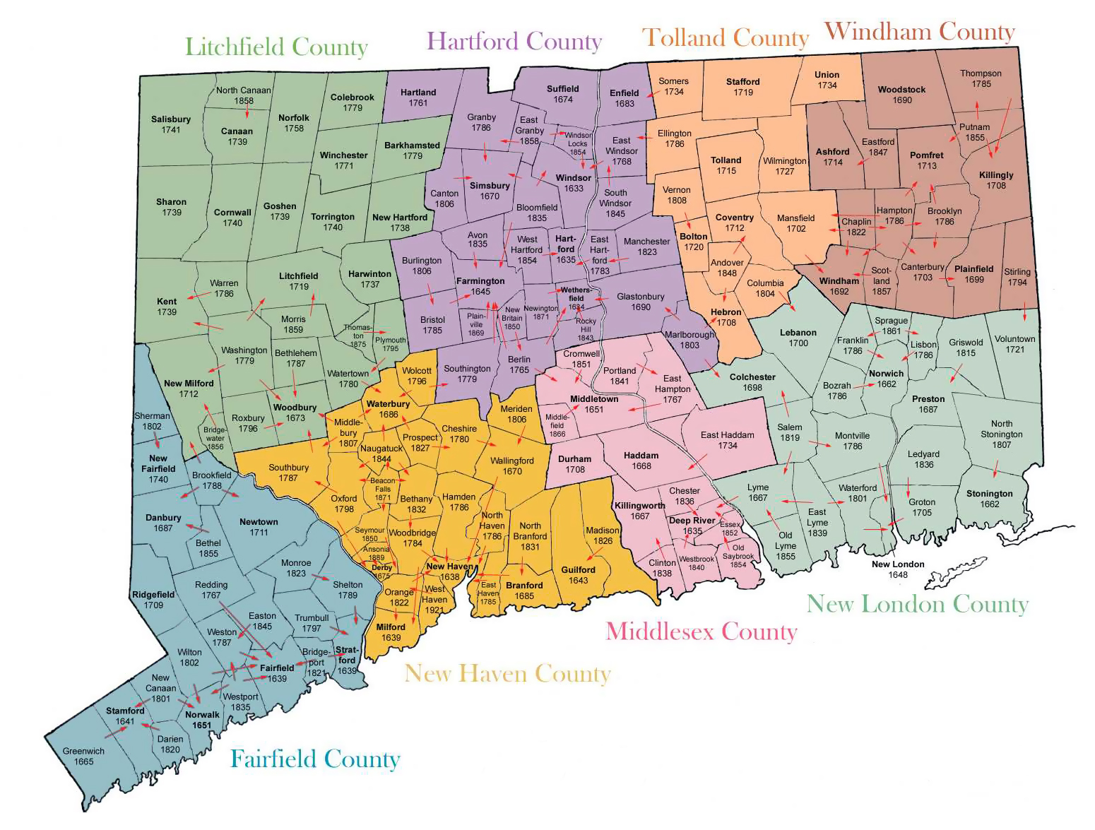 Detailed administrative map of Connecticut. Connecticut detailed