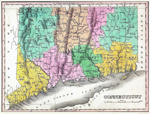 Large old map of Connecticut state - 1824.