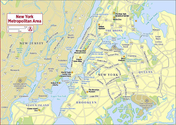 Detailed area map of New York city.