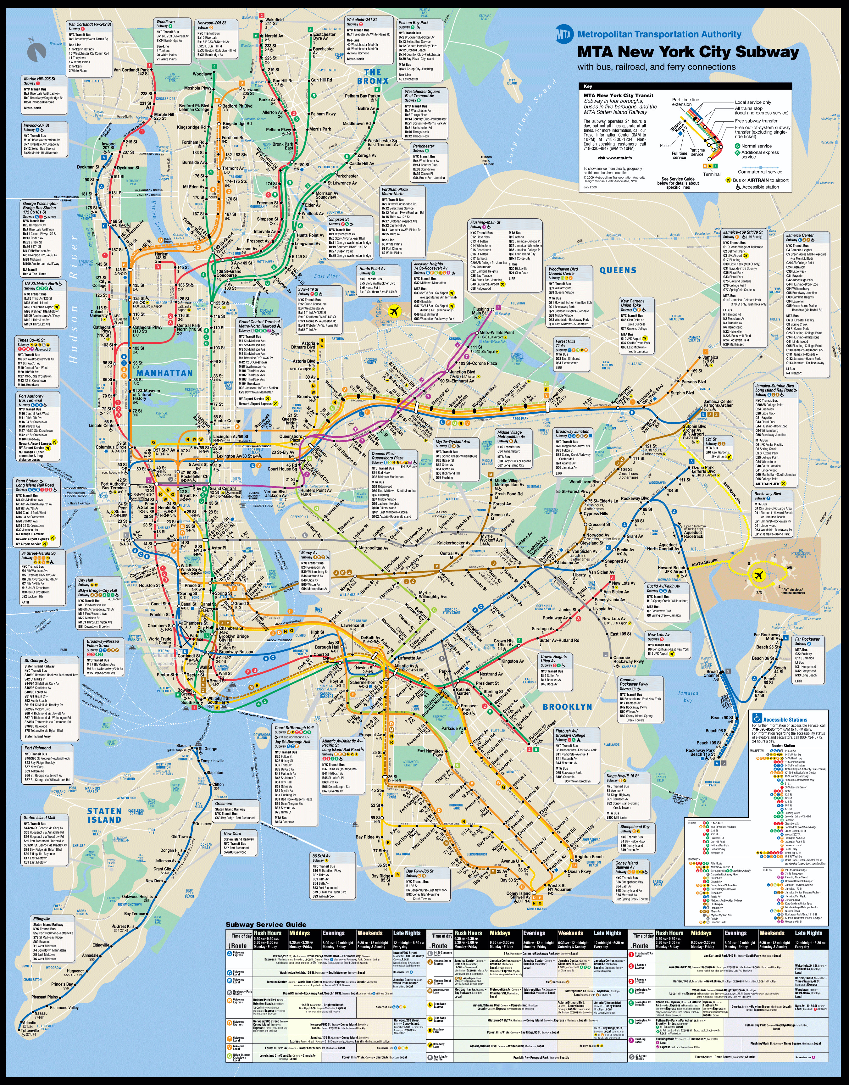 Detailed New York City Subway Metro Map New York City Detailed
