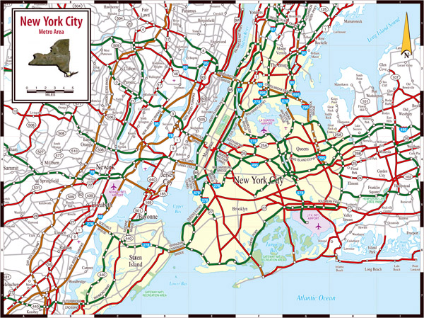 Detailed road map of New York City.