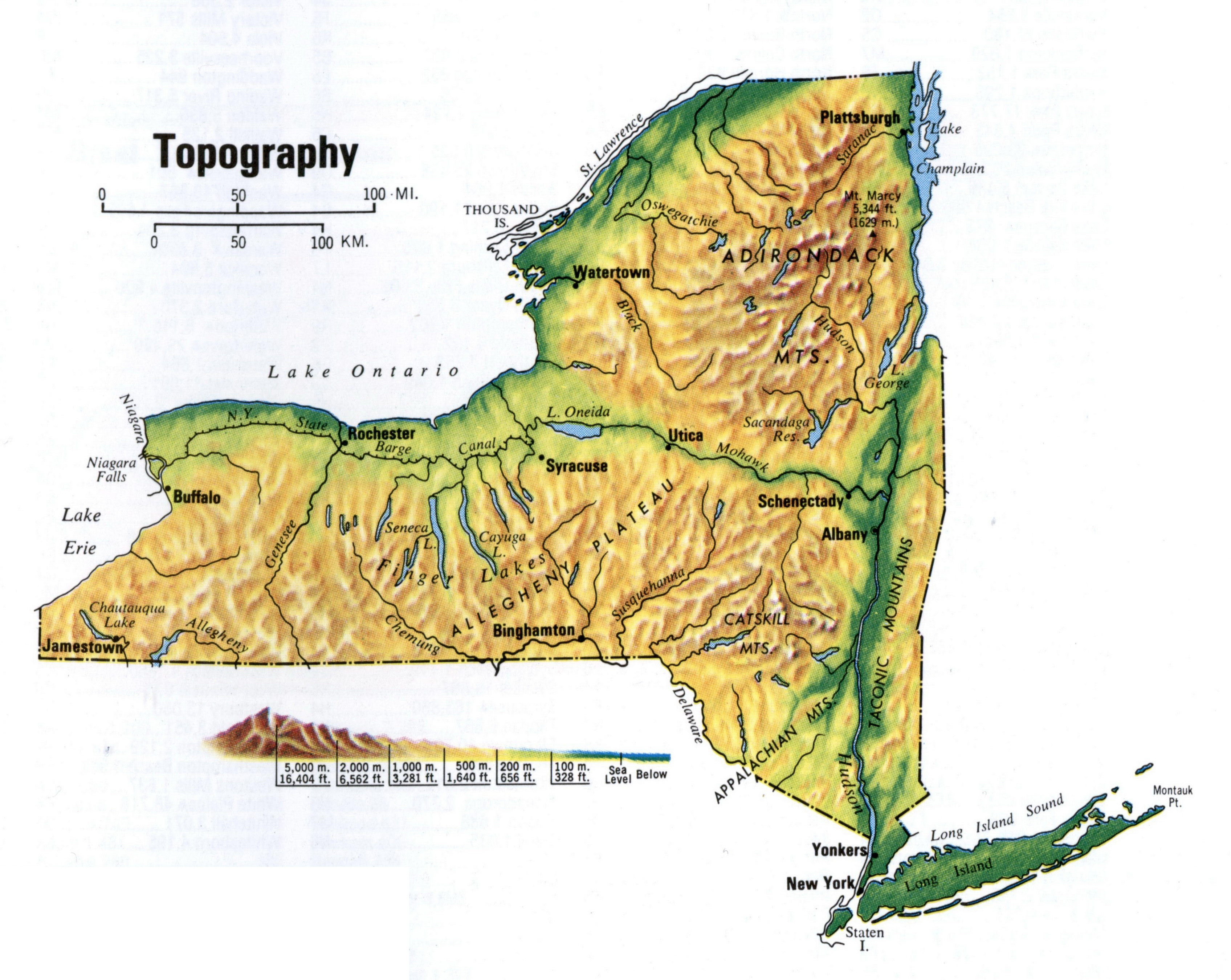 Topographical Map Of New York State