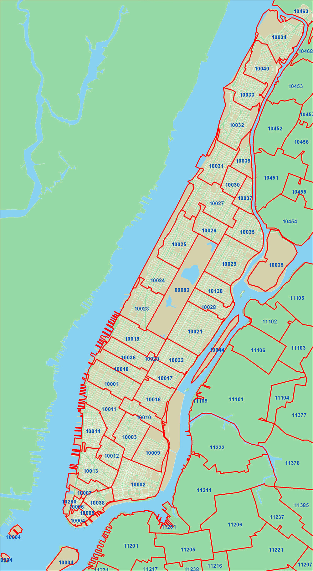 new york city ny zip code map Detailed Zip Codes Map Of New York City New York City Detailed new york city ny zip code map