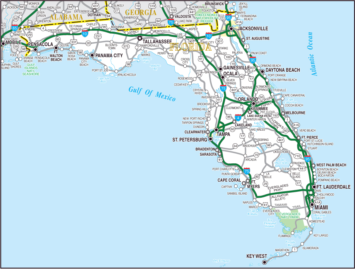 Detailed Highways Map Of Florida State Florida State Detailed Highways Map Vidiani Com Maps Of All Countries In One Place