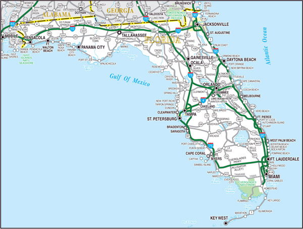Detailed highways map of Florida state.