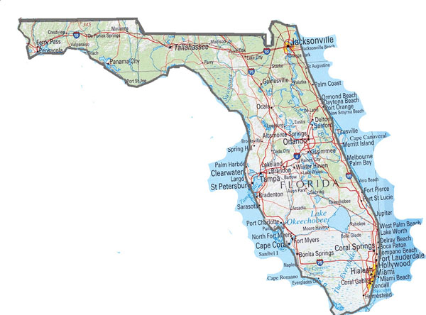 Florida state map. Map of Florida state.