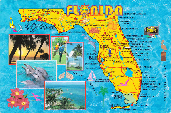 Large detailed tourist map of Florida state.