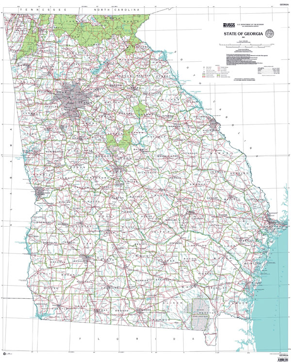 Detailed administrative map of Georgia state.