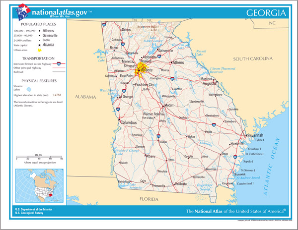 Large detailed map of Georgia state. Georgia state large detailed map.