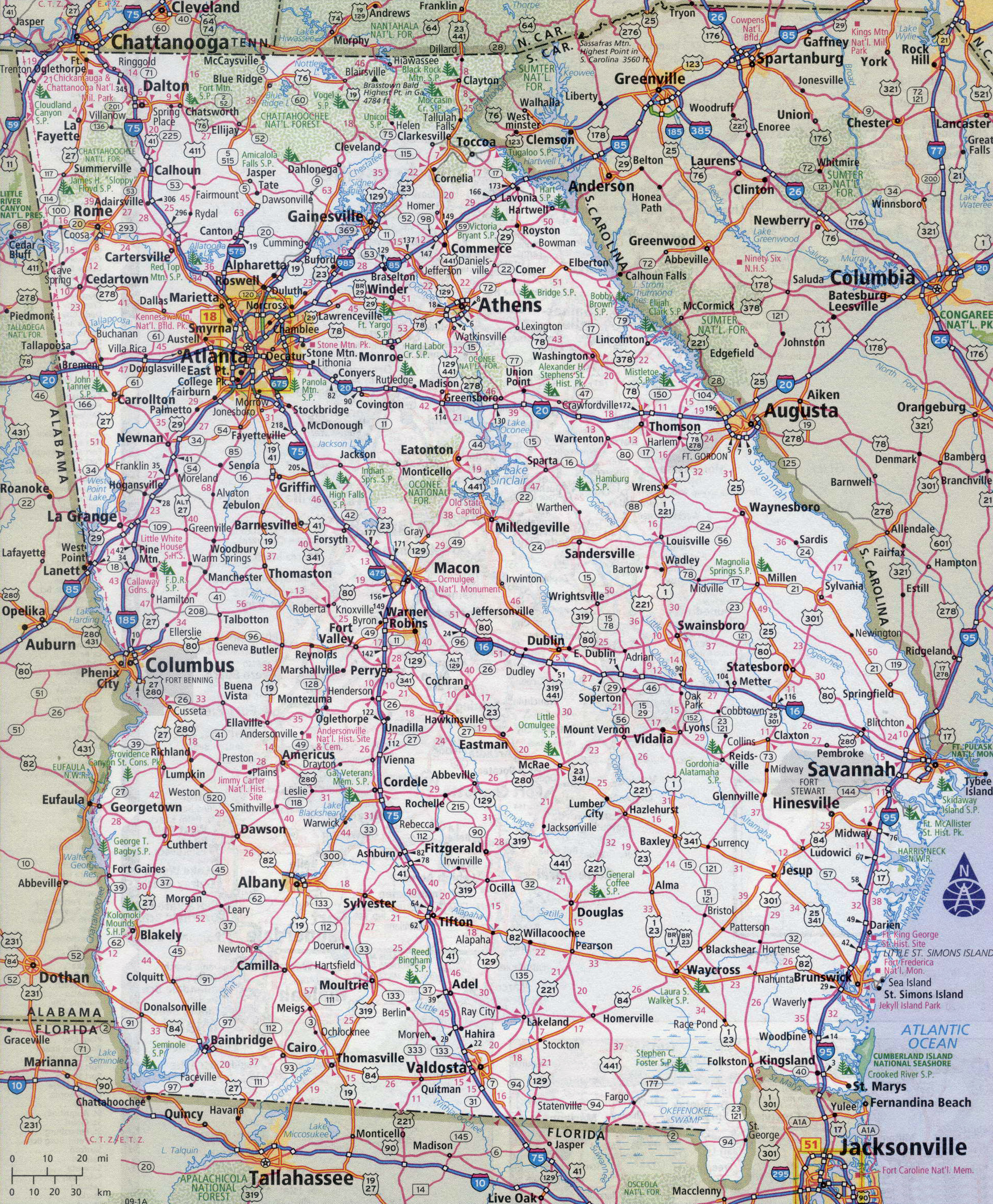 Large Detailed Roads And Highways Map Of Georgia State With All
