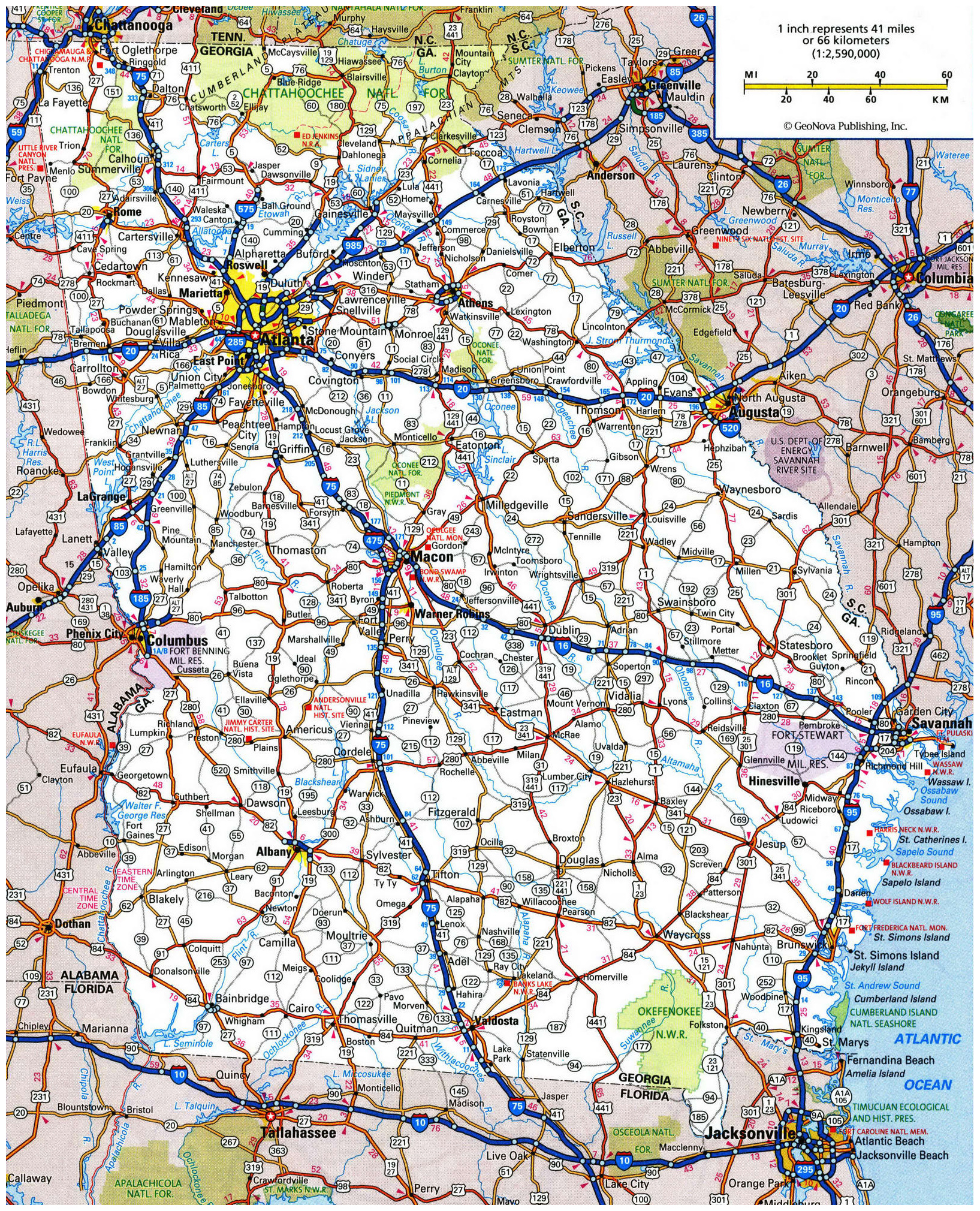 Large Roads And Highways Map Of Georgia State Georgia State Large Roads And Highways Map Vidiani Com Maps Of All Countries In One Place