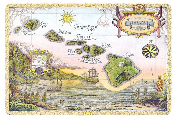 Detailed illustrated map of Hawaii.