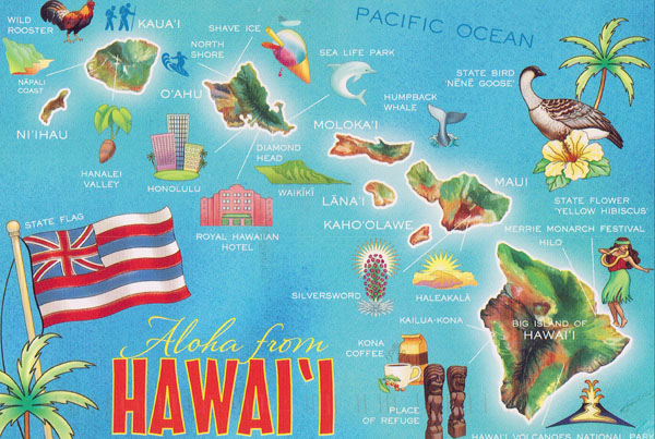 Detailed tourist map of Hawaii Islands.