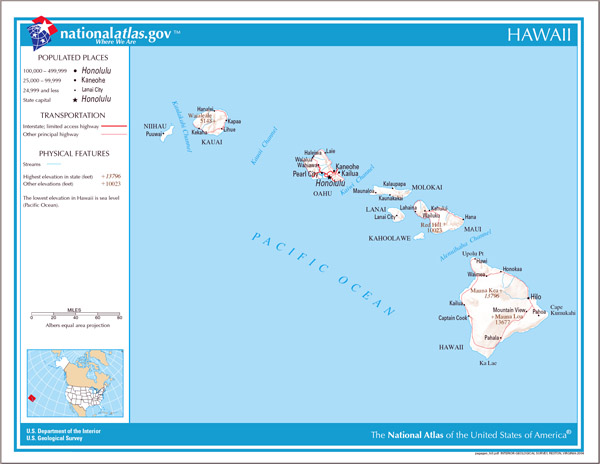 Large detailed map of Hawaii state.