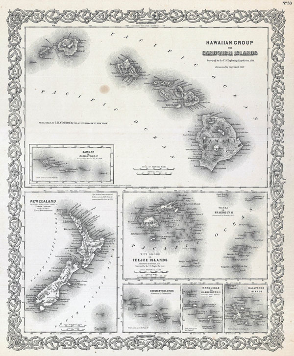 Large detailed old map of Hawaii - 1855.