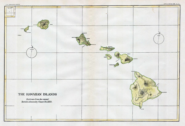 Large detailed old map of Hawaii - 1883.