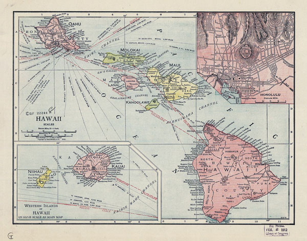 Large old administrative map of Hawaii - 1912.