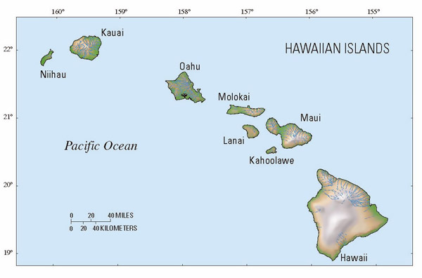 Map of Hawaii state. Hawaii state map.