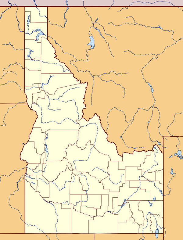 Detailed contour map of Idaho state.