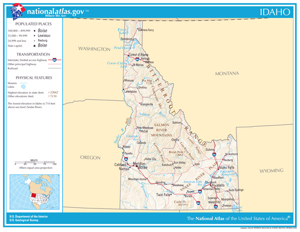 Large detailed map of Idaho state. Idaho state large detailed map.