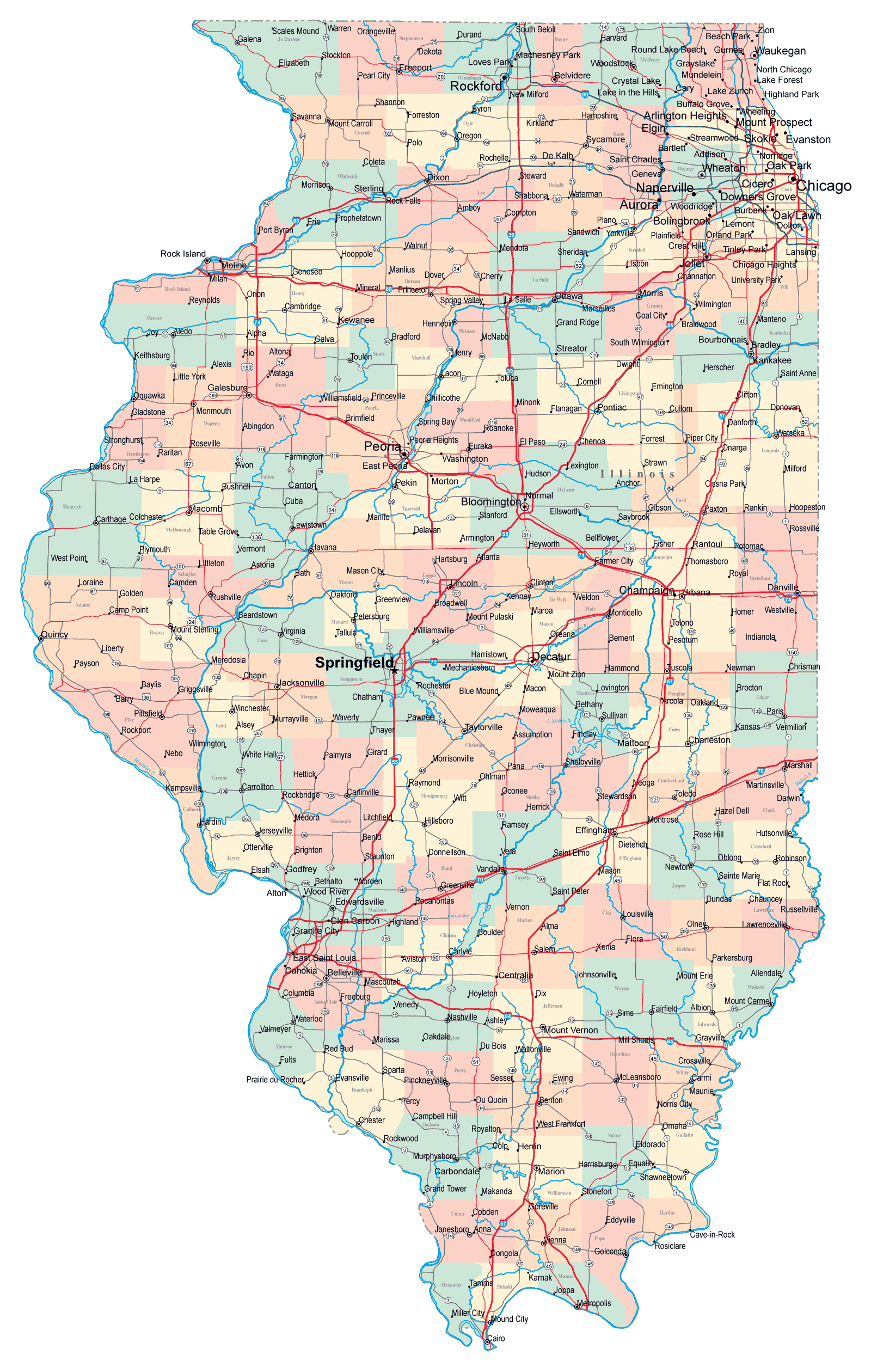 Map Of The State Of Illinois Usa Nations Online Project