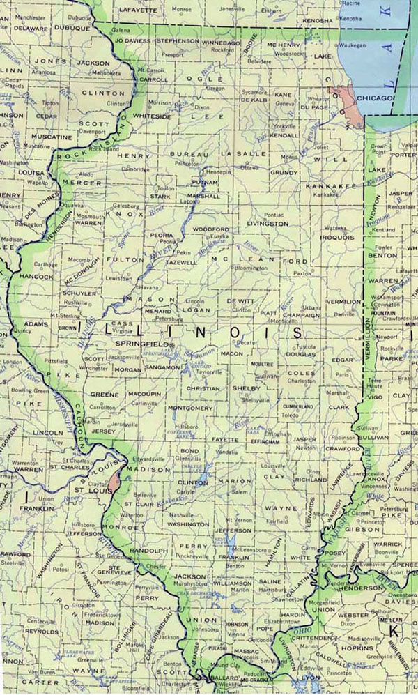 Detailed map of Illinois state. Illinois state detailed map.