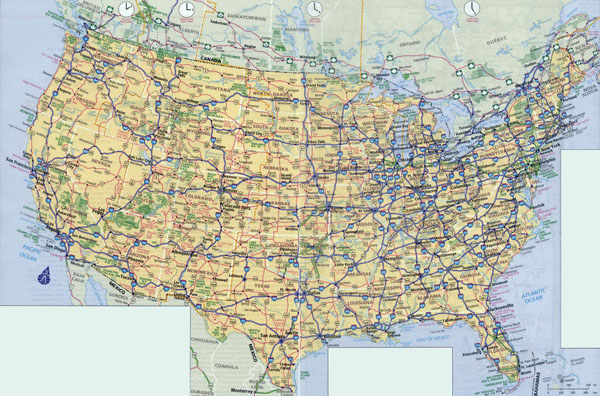 In high-resolution highways map of the USA.