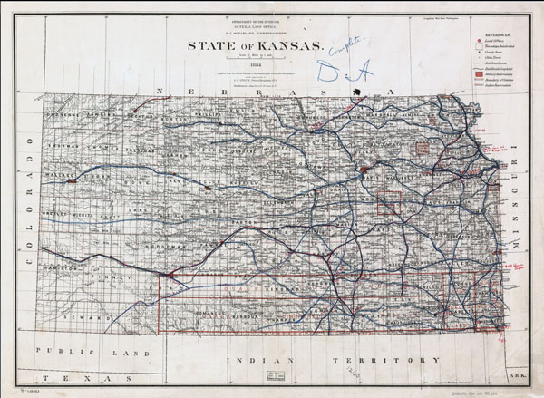 Large detailed old railroads map of Kansas state.