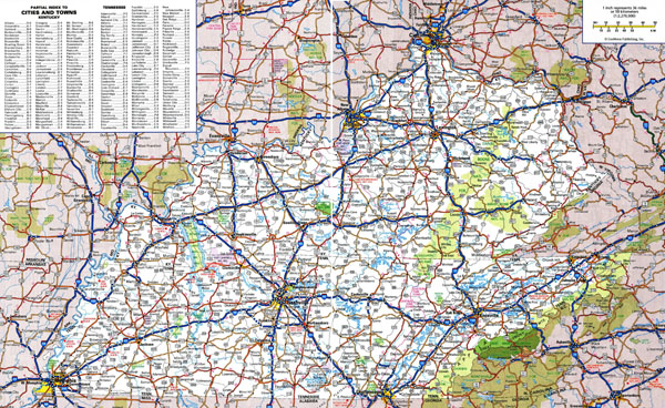 Large detailed roads and highways map of Kentucky state with all cities.